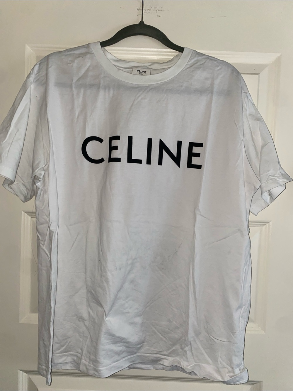 Celine White T-Shirt with Black Logo